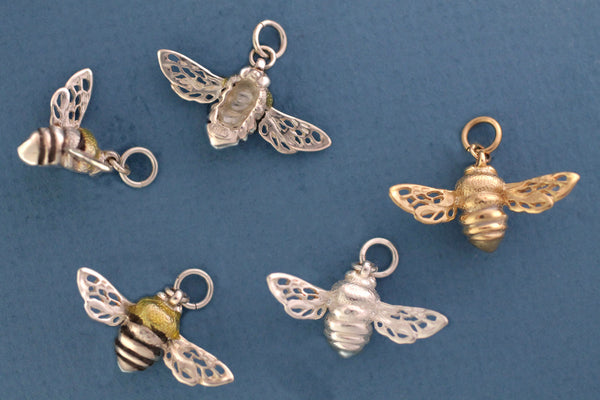 Sterling Silver Honey Bee Charm handcrafted Nature Jewelry 