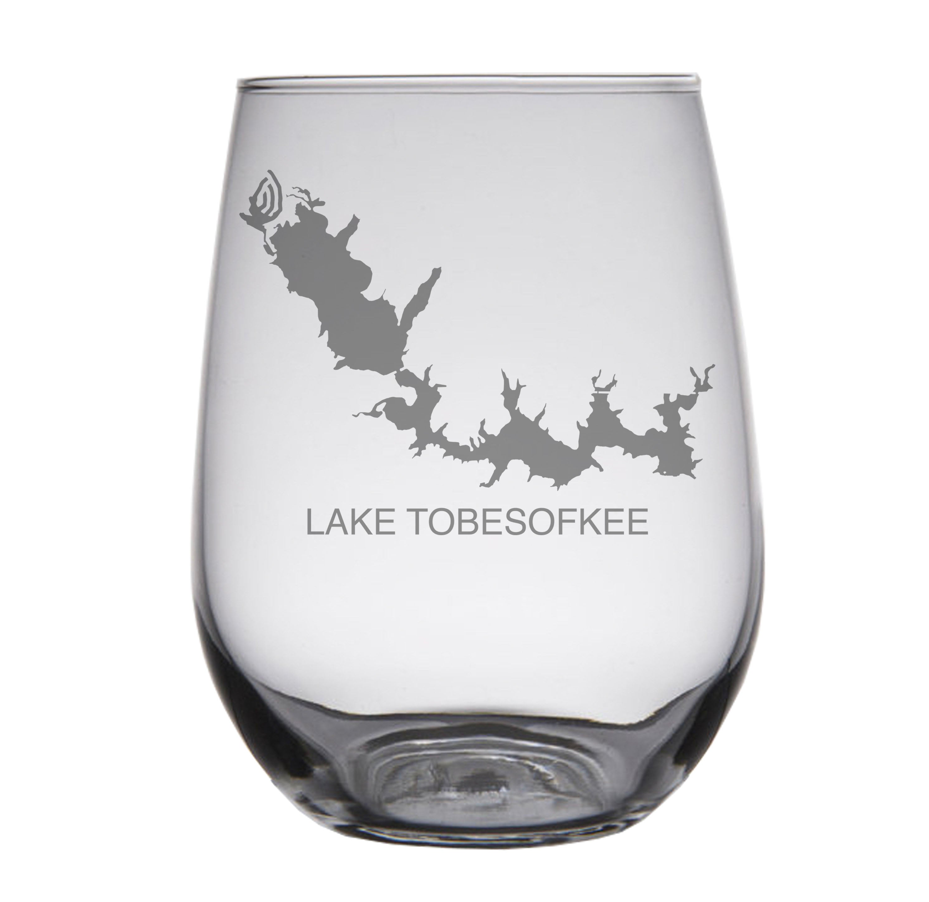 Lake Tobesofkee (GA) Map Engraved Glasses