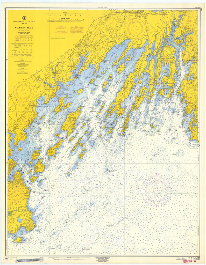 Casco Bay Map 1963 Nautical Chart Prints