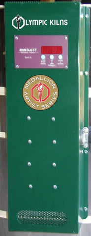 Close-up view of the eco-friendly Medallion Artist Series electrical box for Olympic Kilns