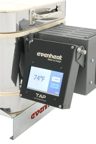 Close up view of TAP II controller in Swing View Enclosure mechanism on Evenheat V8 Vitrigraph Glass Kiln