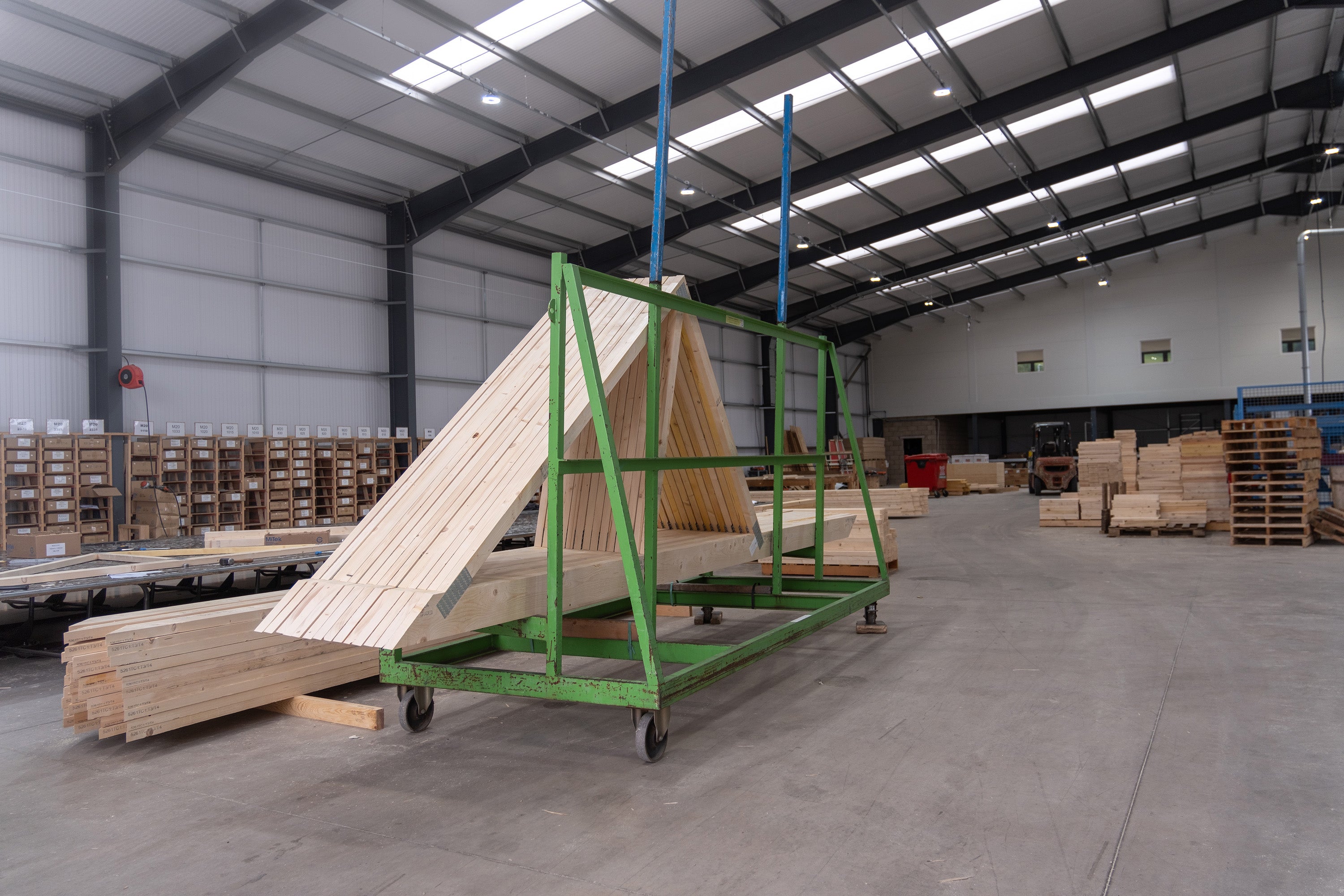 roof trusses in a factory
