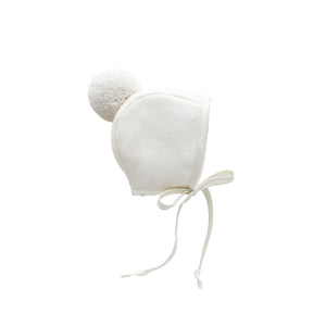 Ivory Pom Bonnet, Cotton-Lined, by Briar Baby – Briar Baby®