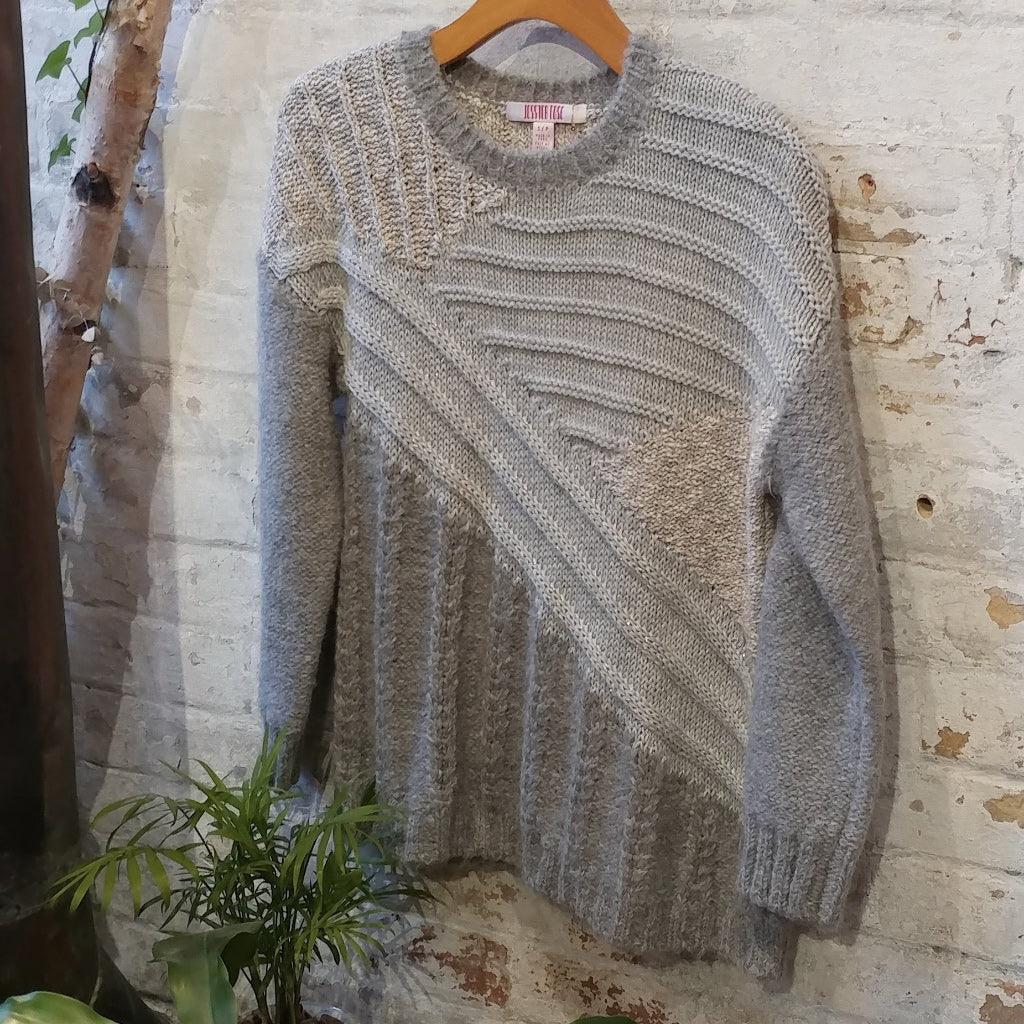 Superfine alpaca intarsia sweater in light grey from Jessica Rose