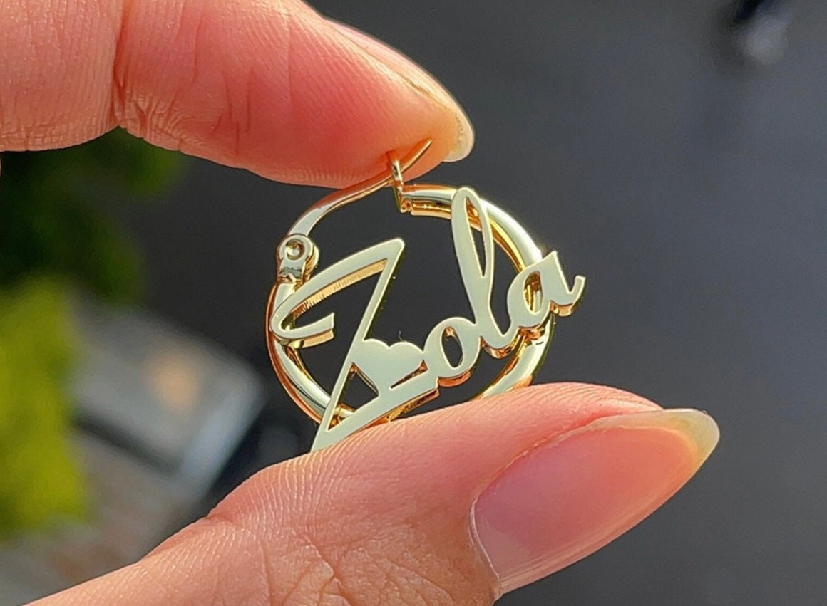 Simple Never Basic Mini Name Hoop Earrings