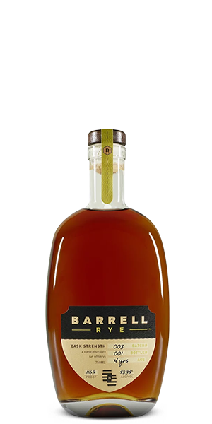 Barrell Rye Batch 003 Cask Strength Whiskey