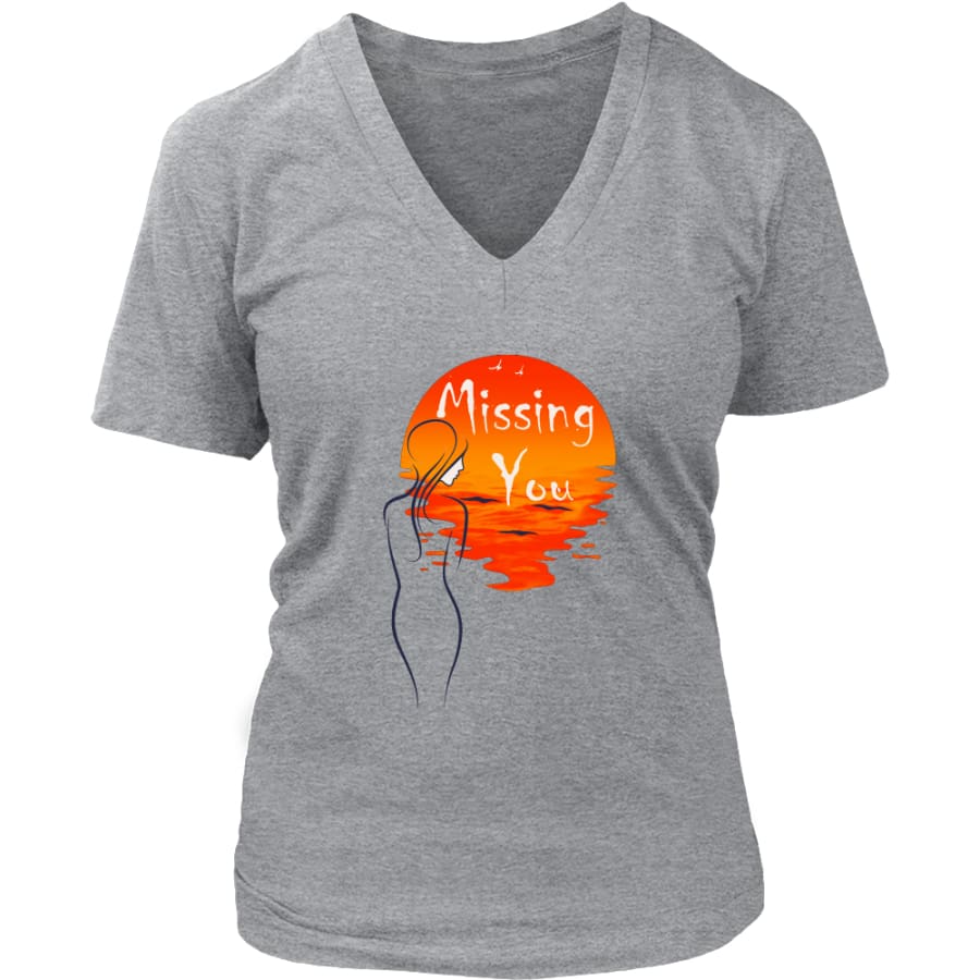 Valentines Shirt "Missing You" Womens V-Neck| Valentine's Day Shirt For Her