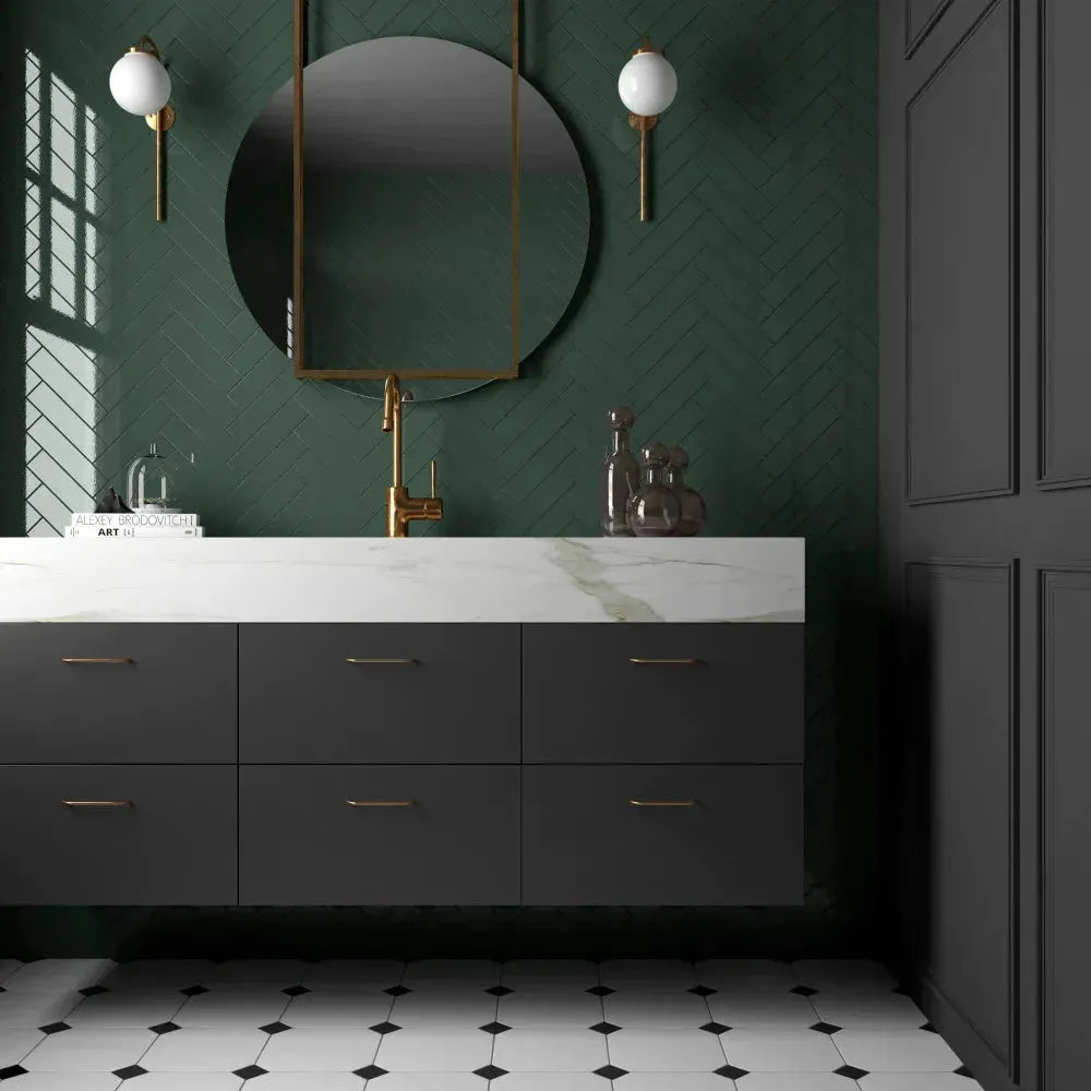 Green 2x8 Classic Polished Ceramic Tile