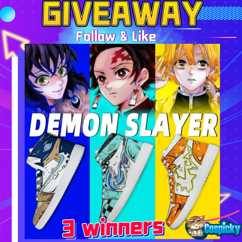 Comic Demon Slayer CosplayPrint Patchwork Sneakers giveaway