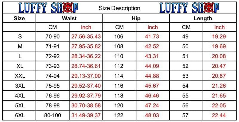 one piece swim short size guide