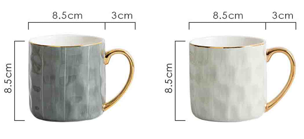 Hammered Texture Gold Handle Mug-