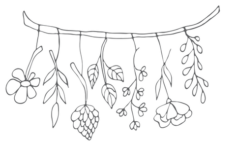 Dried flower garland line drawing