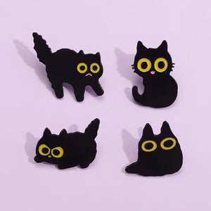 Black Cats Enamel Pins - Kawaii Side