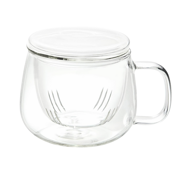 Glass mug with glass infuser and lid
