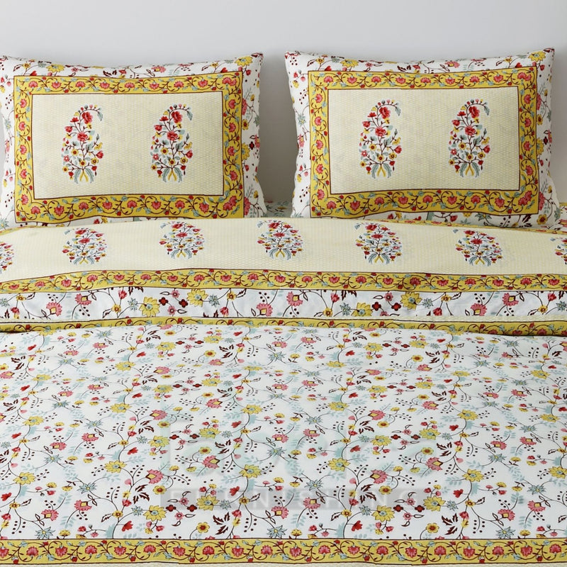 Fabby Decor Designer Print Cotton Double Bed Queen Size Bed Sheets (90*108 Inch)