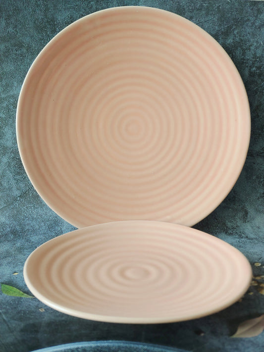 Rippled Pink Dinner Plate Set of 2