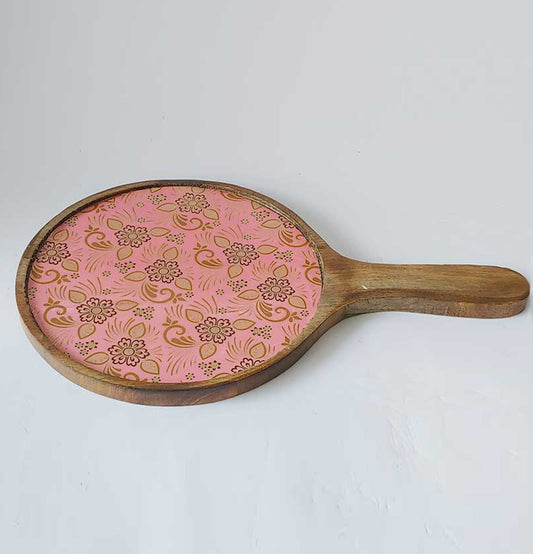 Pink Floral Wooden Pizza  Platter