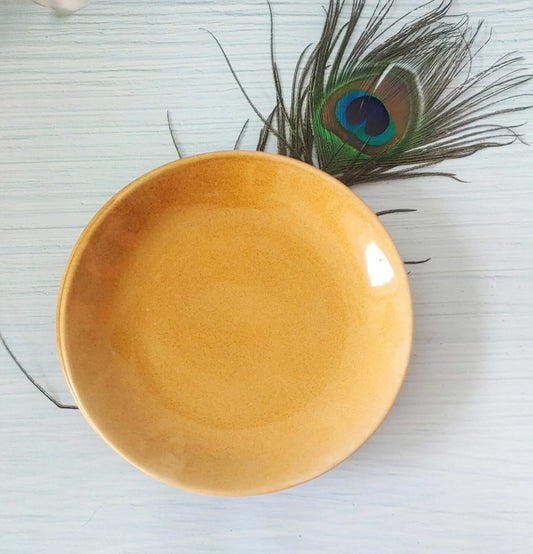Honey Round Solid Ceremic Breakfast Ceramic Platters - Grey Pottery