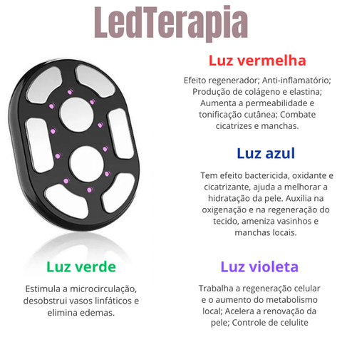 Led terapia com 4 cores diferentes trazendo eficácia e resultado em seu tratamento