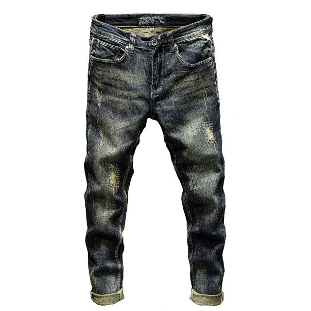 Distressed Stretch Slim Jeans in Washed