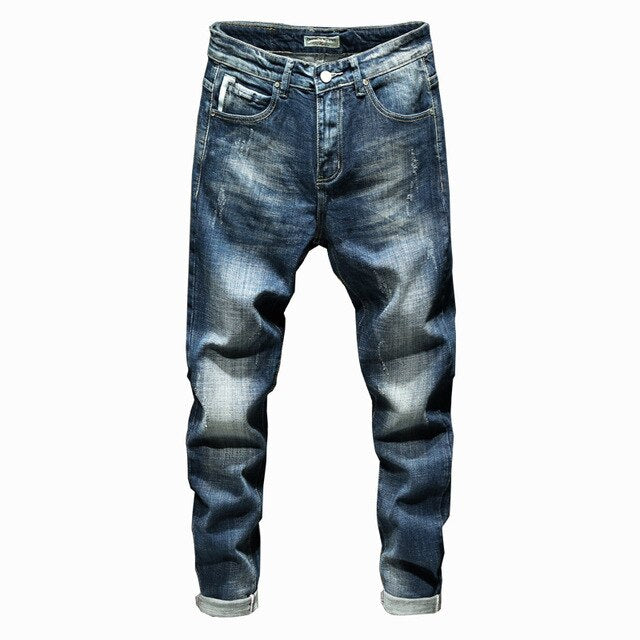 Bleached Stretch Fit Jeans Blue