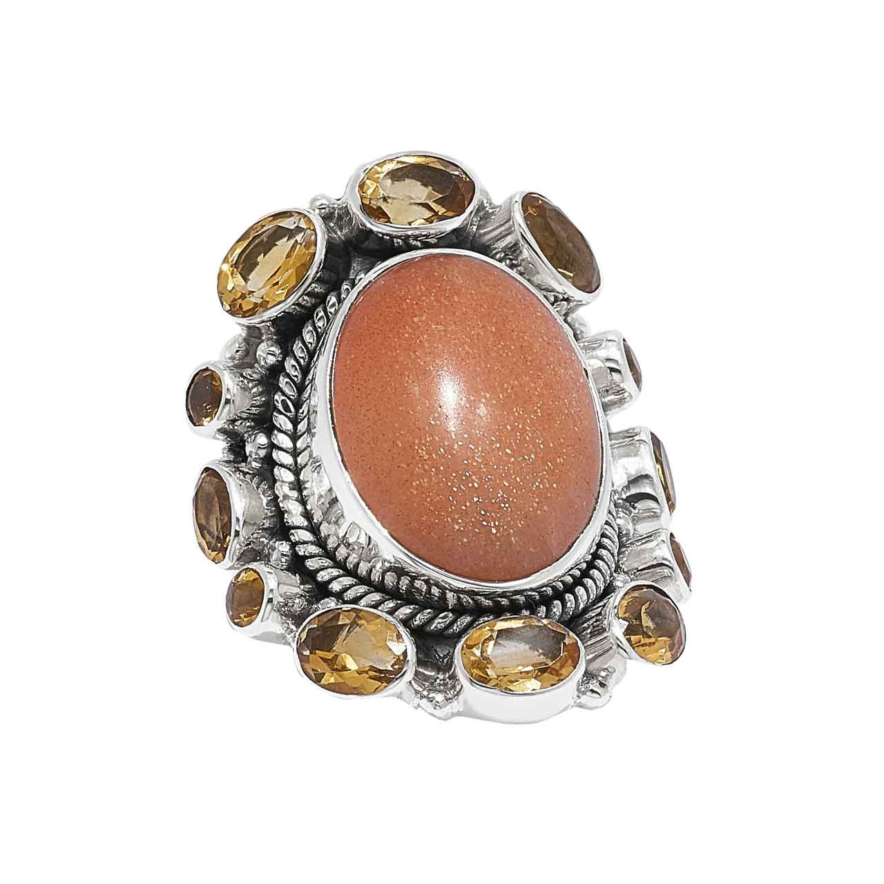 Sunstone and Citrine Ring - Himalayan Gems