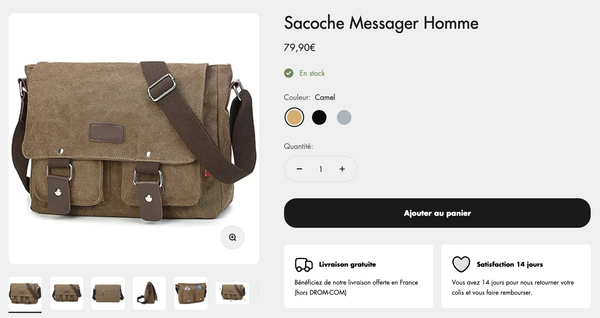 Sacoche Besace type messager homme en tissu