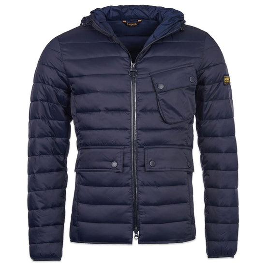 barbour ouston hooded quilted jacket navy