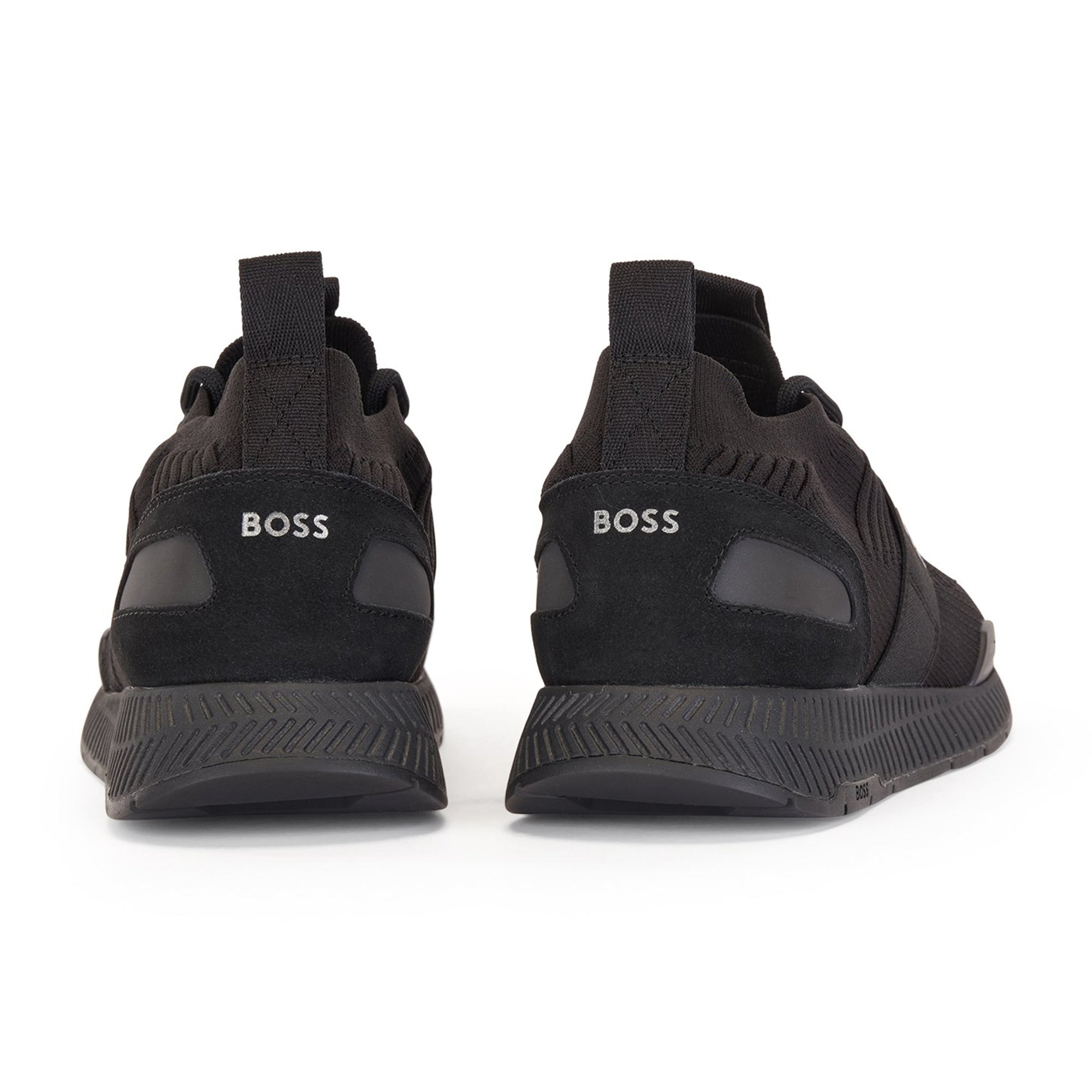 boss black titanium runner knit trainers