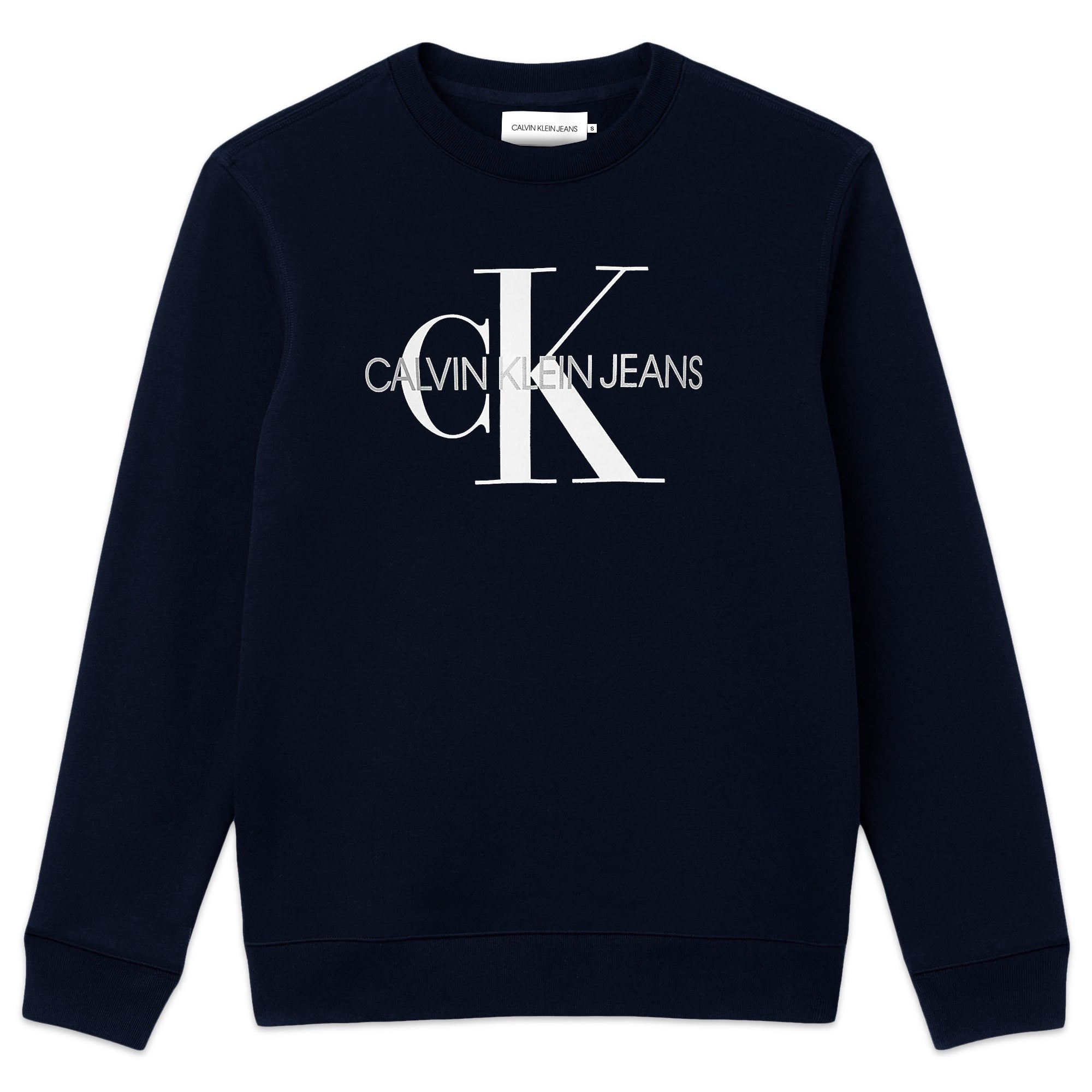 Calvin Klein Stacked Black Crew Sweat Logo 