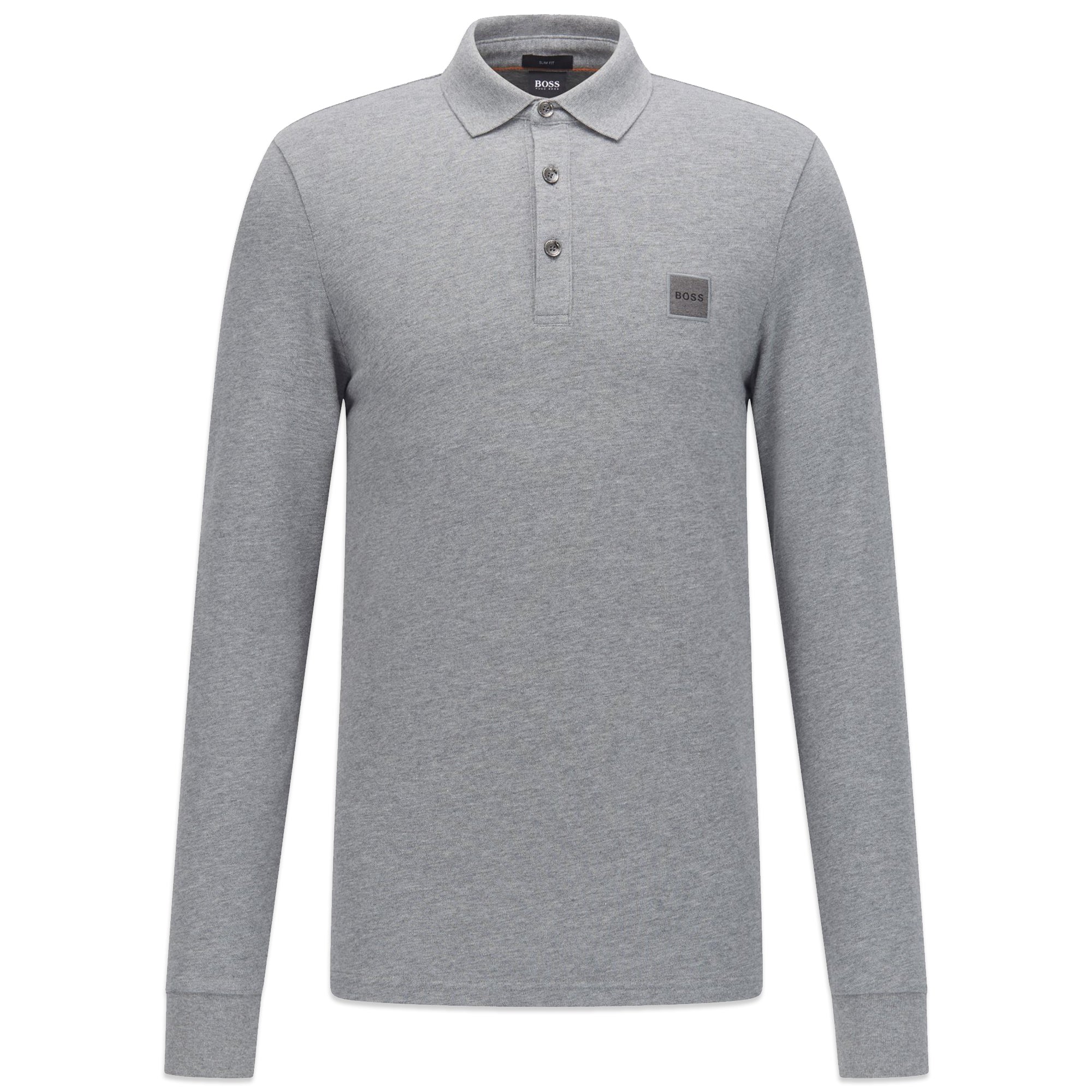 Boss Passerby 1 Long Sleeve Polo - Light Grey Melange