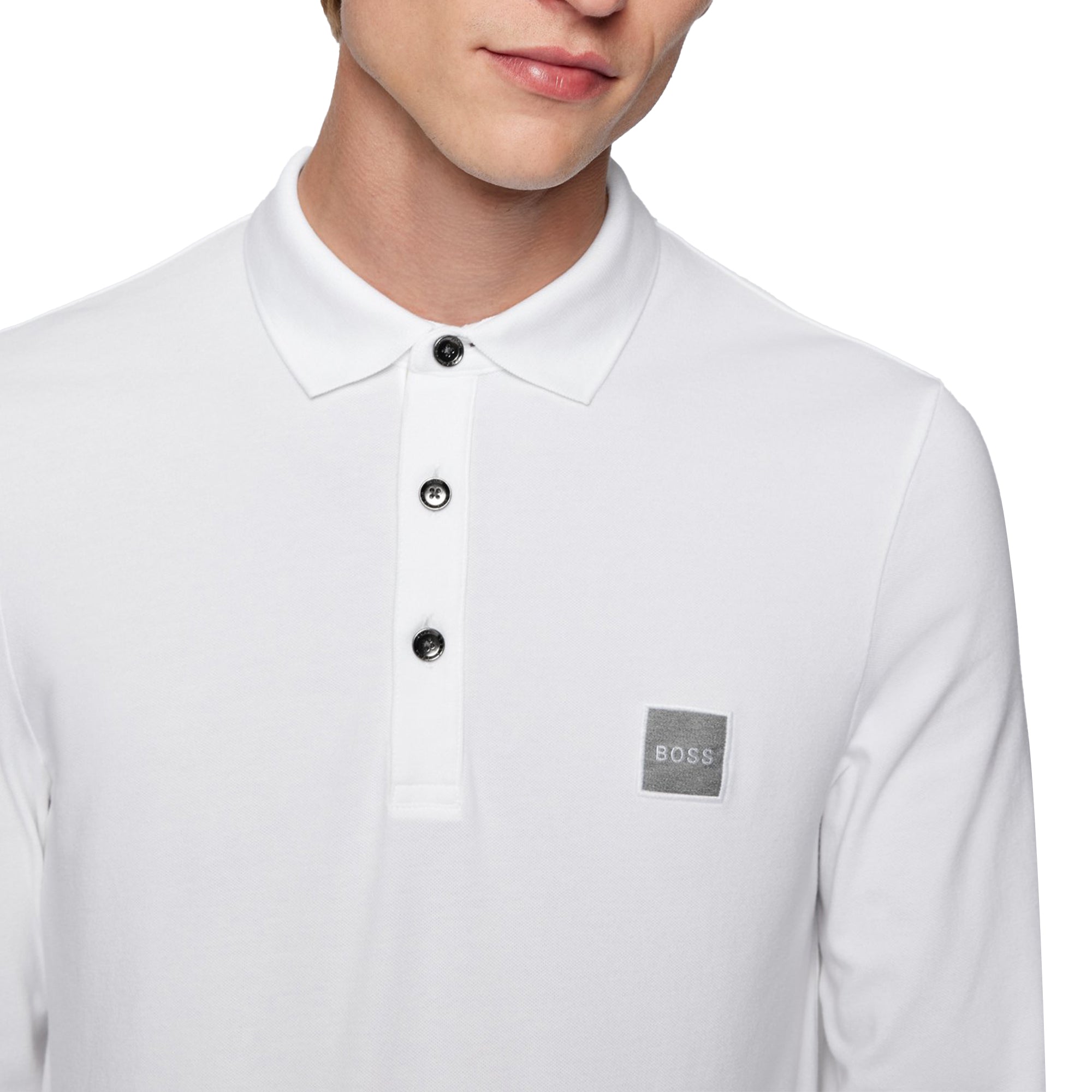 Boss Passerby 1 Long Sleeve Polo - White