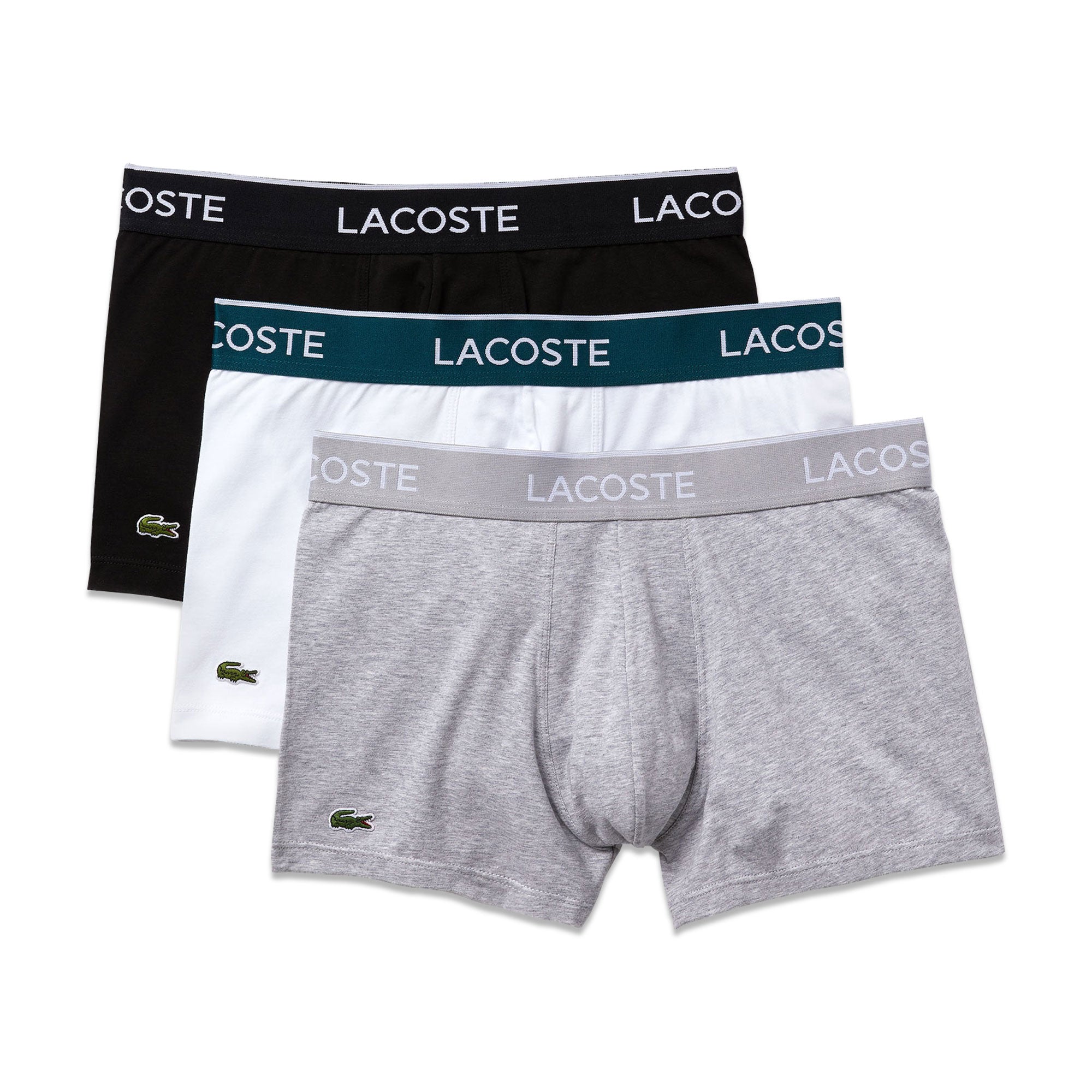 Lacoste 3 Pack Cotton Stretch Trunks - Navy/White/Stripe