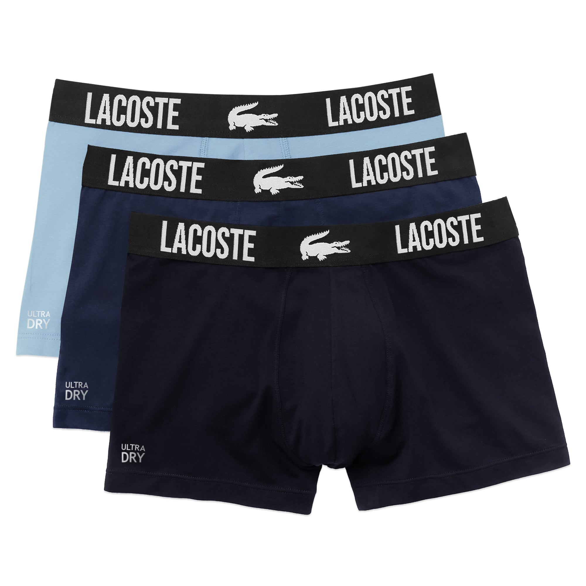 Lacoste Contrast Waistband Trunks, Pack of 3, Blue Multi