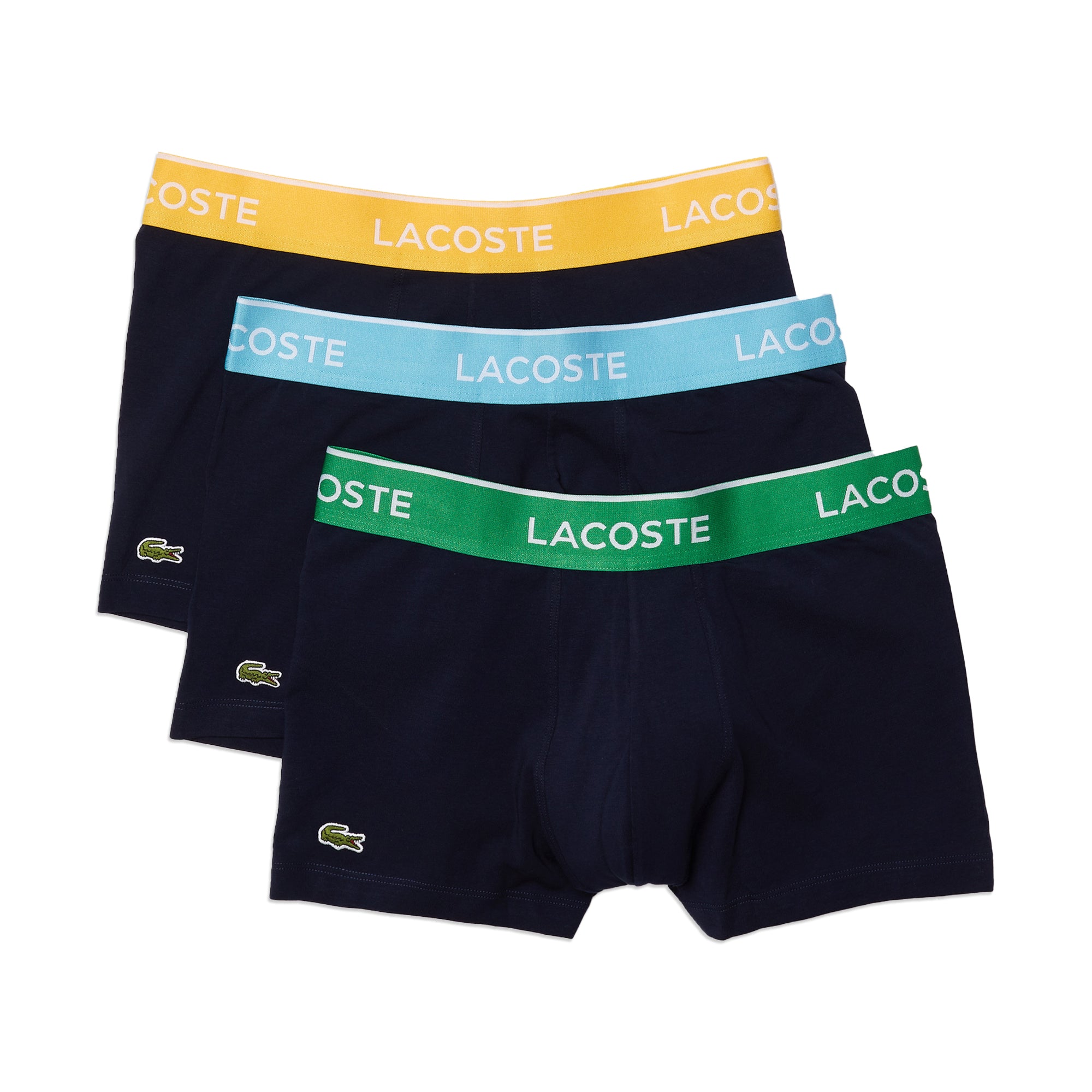 Lacoste Casual Cotton Stretch 3 Pack White/Green/Navy Men Trunks