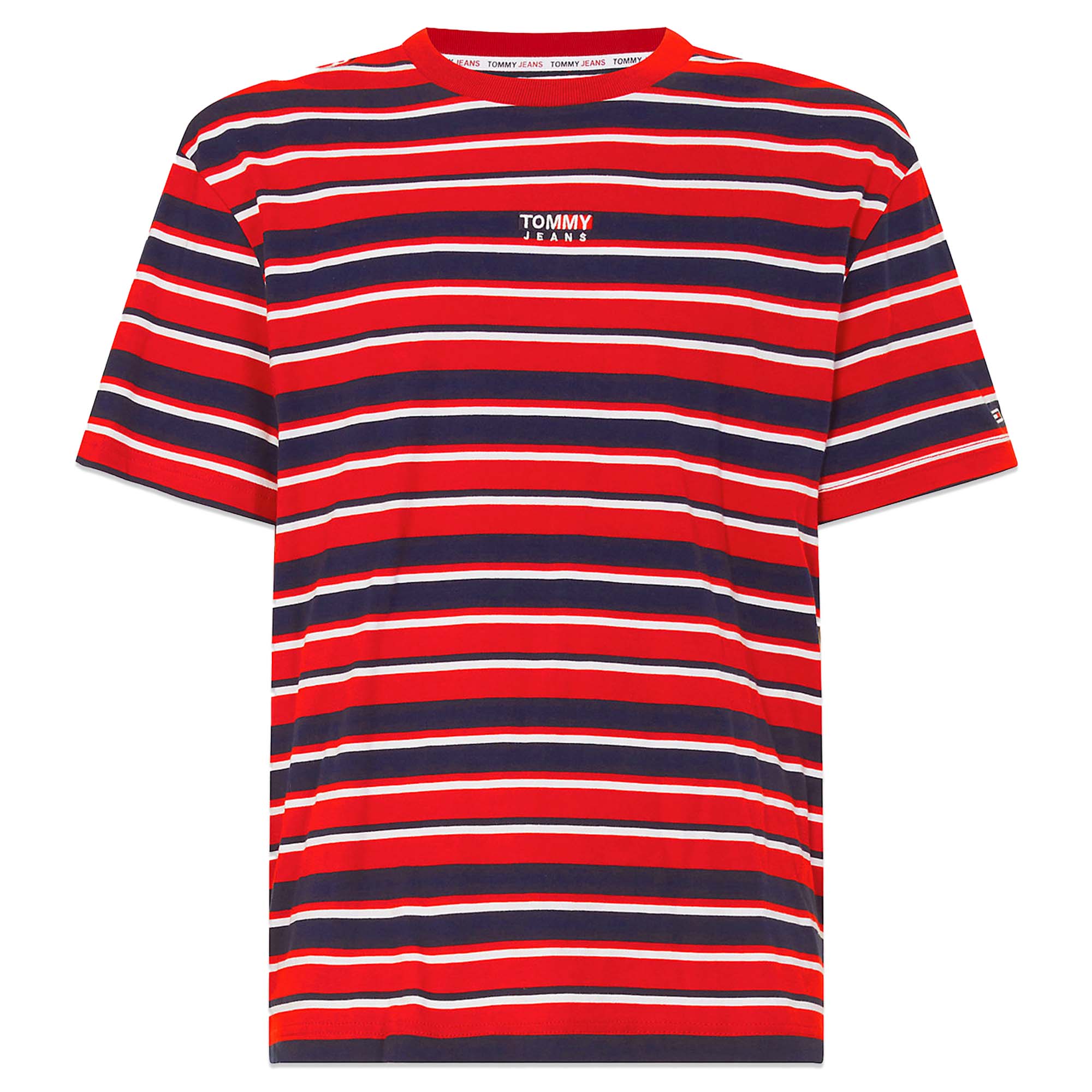 Tommy Jeans Center Graphic Stripe T-Shirt - Deep Crimson