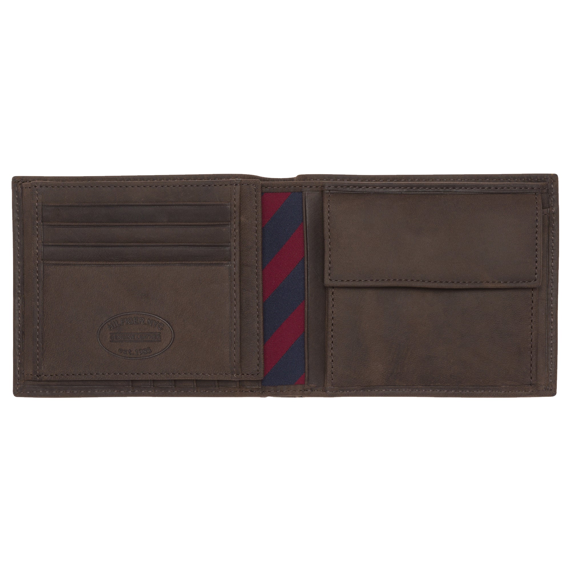 tommy hilfiger trifold wallet brown