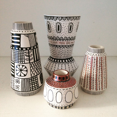 Hand decorated vases