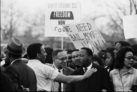 Andrew Young Speaking to Ralph Bunche and Dr. Martin Luther King, Jr., Selma to Montgomery March