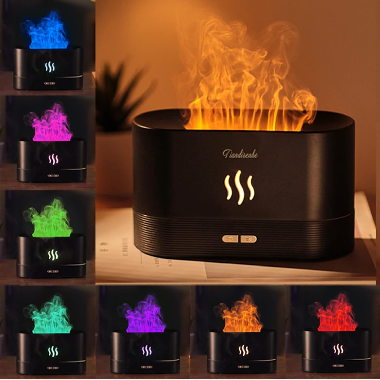 LED Aromatherapy Flame Diffuser, Essential Oils Ultrasonic Mist Maker 180ml