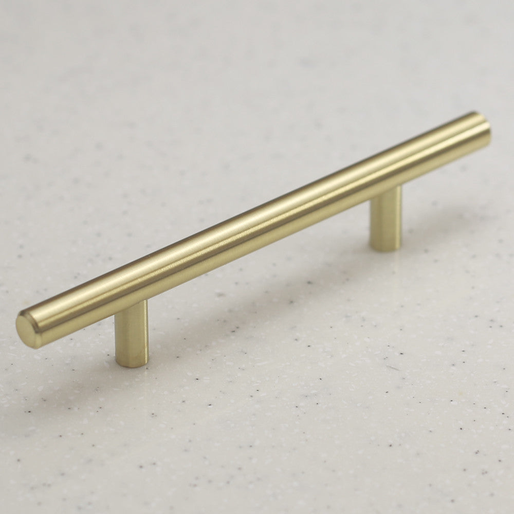 Satin Brass Cabinet Hardware Euro Style Bar Handle Pull 96mm 3