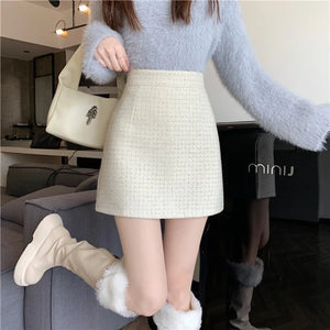 High Waist Women Skirts Korean Style Autumn Solid Color A-line Zipper Slimming Office Lady Fashion Daily Basics Skirts Female - Shein Store
