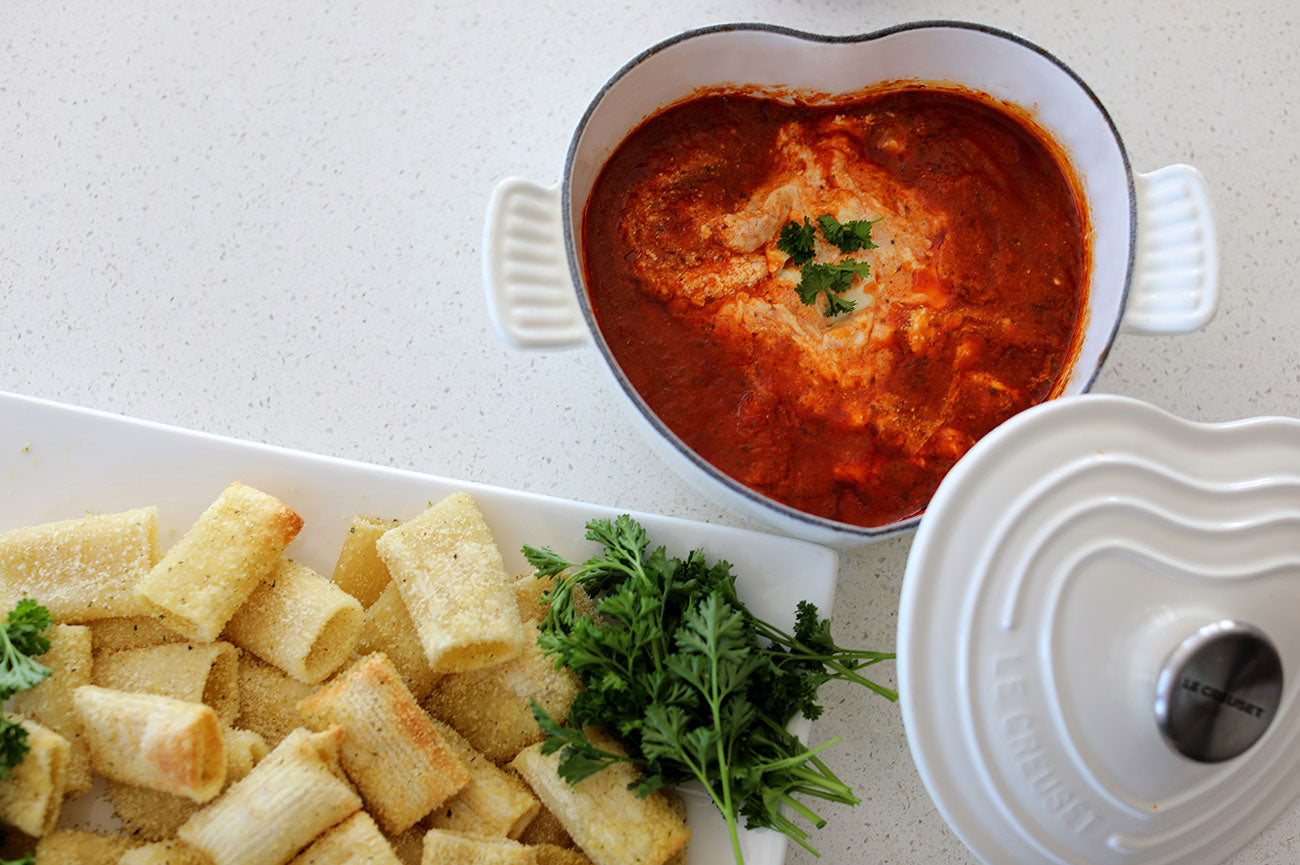 Spicy Goat Cheese Dip & Air Fried Pasta Chips