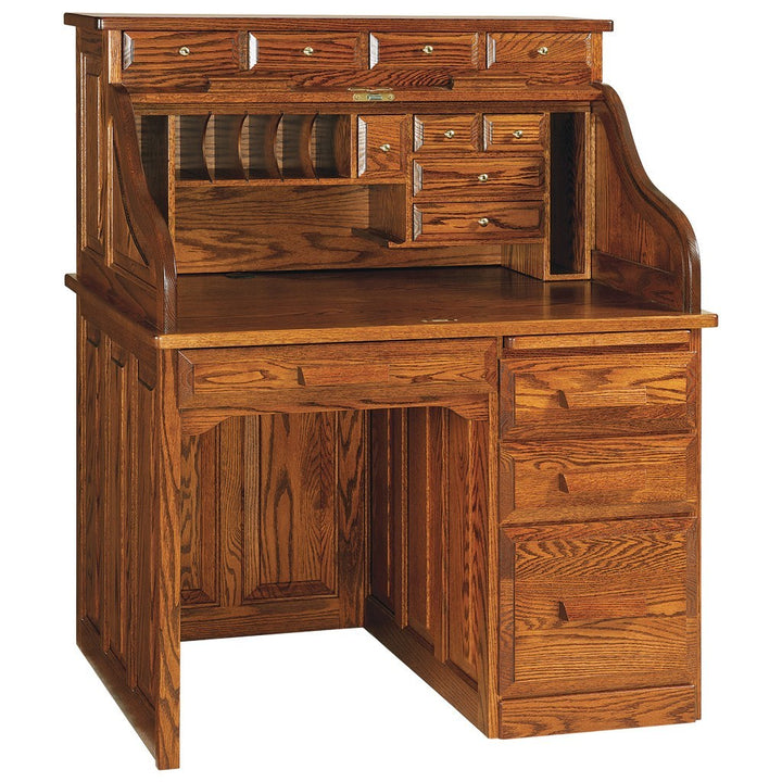Single Pedestal Roll Top Desk Amish Office Furniture Amish Tables