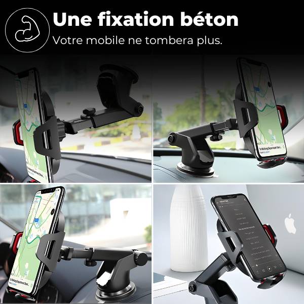 Support telephone voiture fixation béton FlexGrip