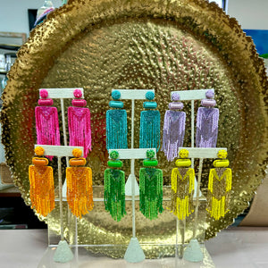 Earrings - Deepa Gurnani Hand-Beaded Chandelier Earrings - Melange Eye Candy