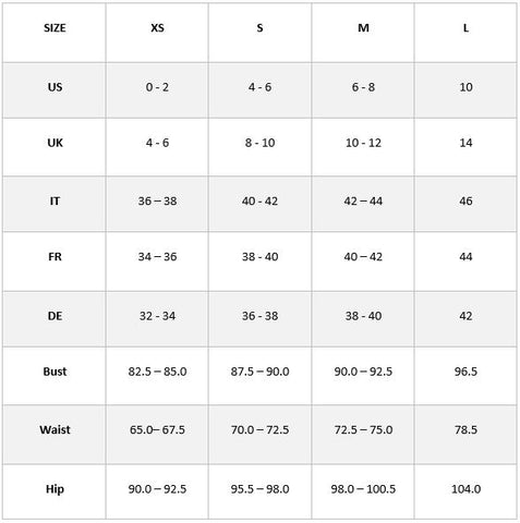 Marabilis Size Guide Centimeters