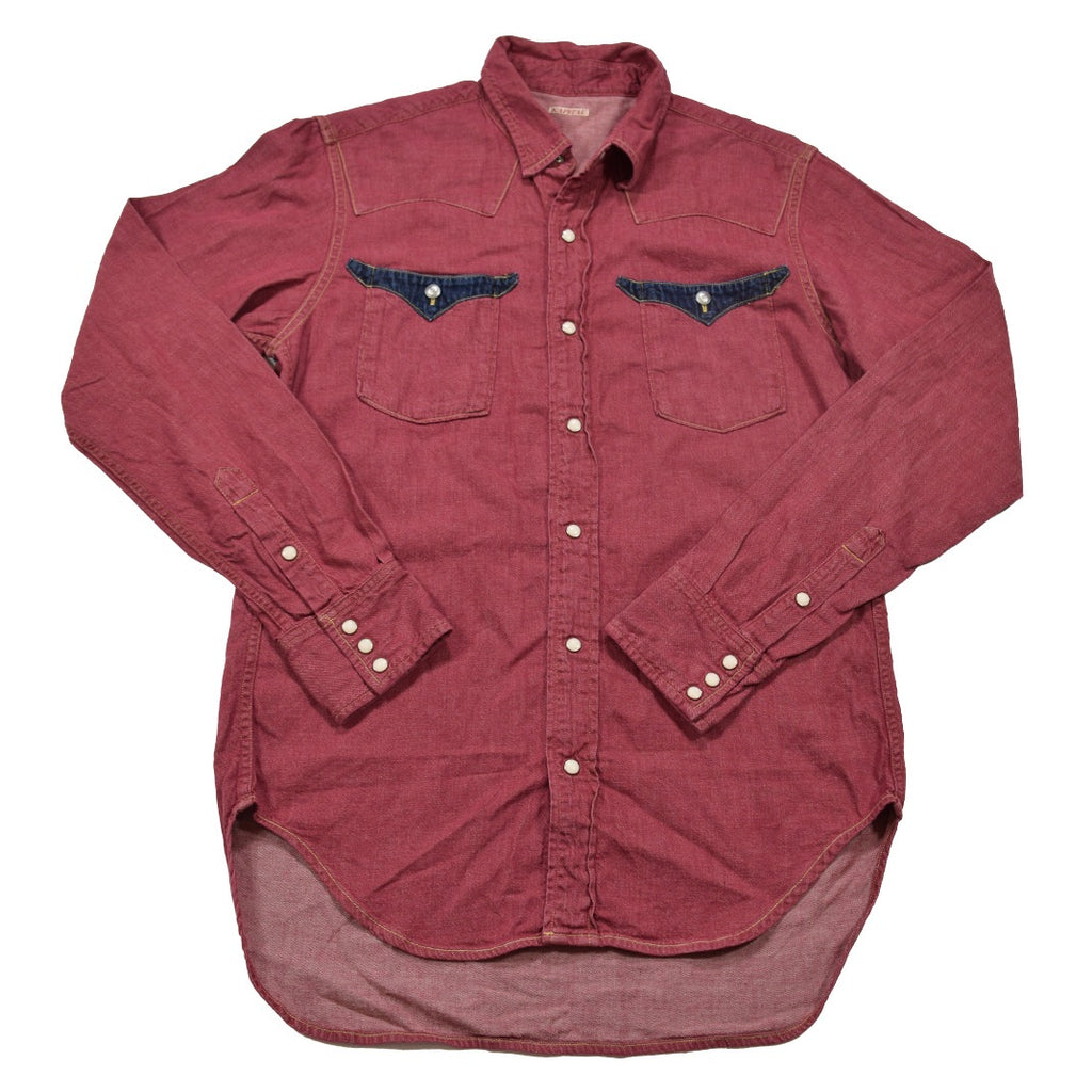 Kapital red denim western shirt with contrast pockets Medium – Coup de ...