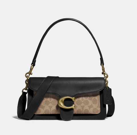 Coach Soft Tabby Leather Shoulder Bag - Black/Gold