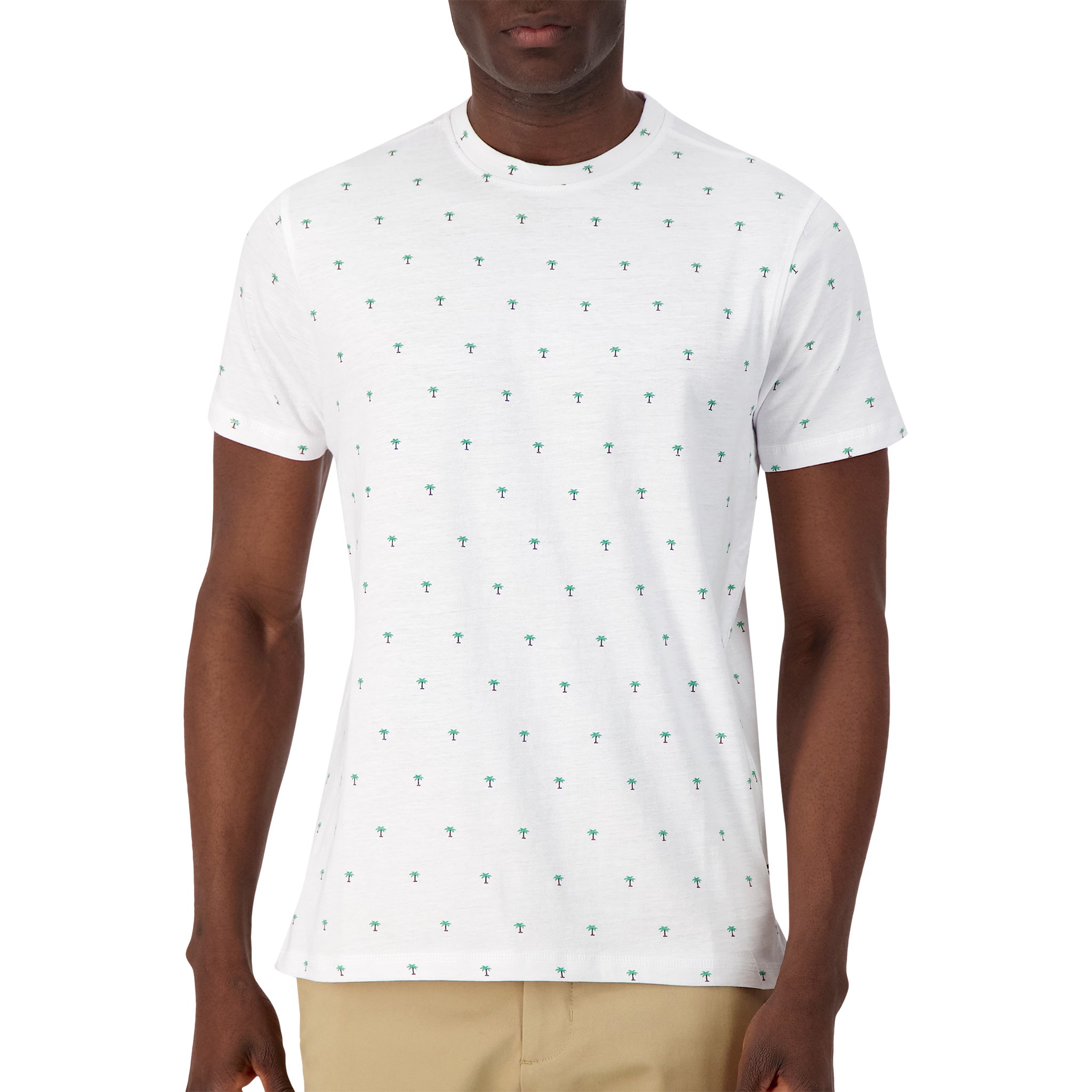 Short Sleeve Shirt with Palm Tree Print in White – Report Collection